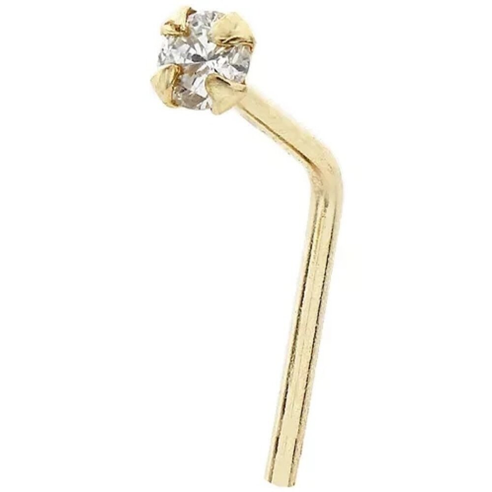 RHONDA SUTTON BODIFINE 14K Gold Diamond Accent Nose Stud - Picture 2 of 2